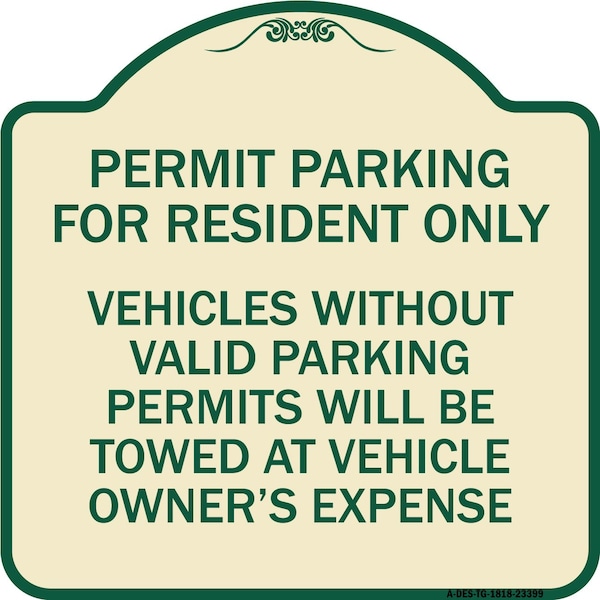 Signmission Parking Permit Permit Parking for Residents Only Vehicles Without Valid Parking Permi, TG-1818-23399 A-DES-TG-1818-23399 - main